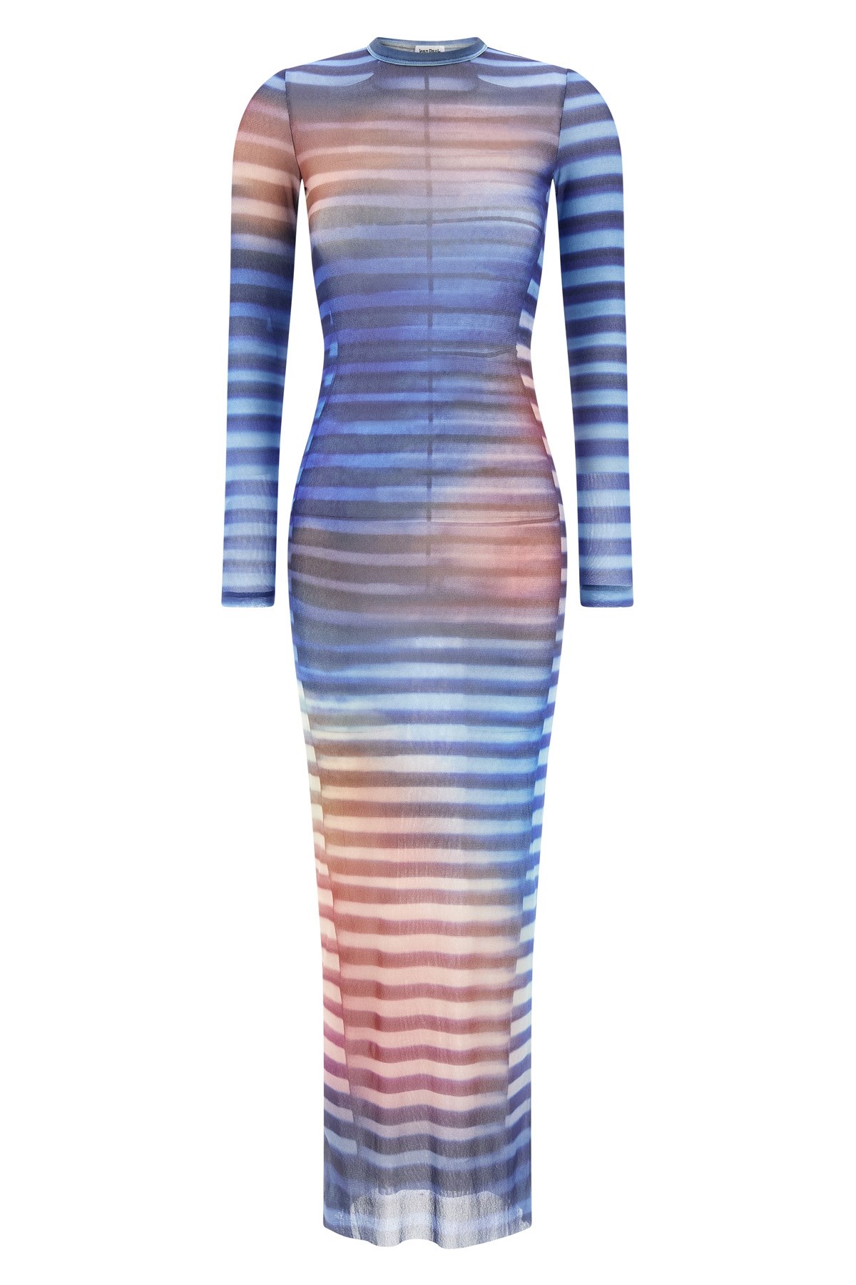 Jean Paul Gaultier Mesh Striped Bodycon Maxi Dress In Multi