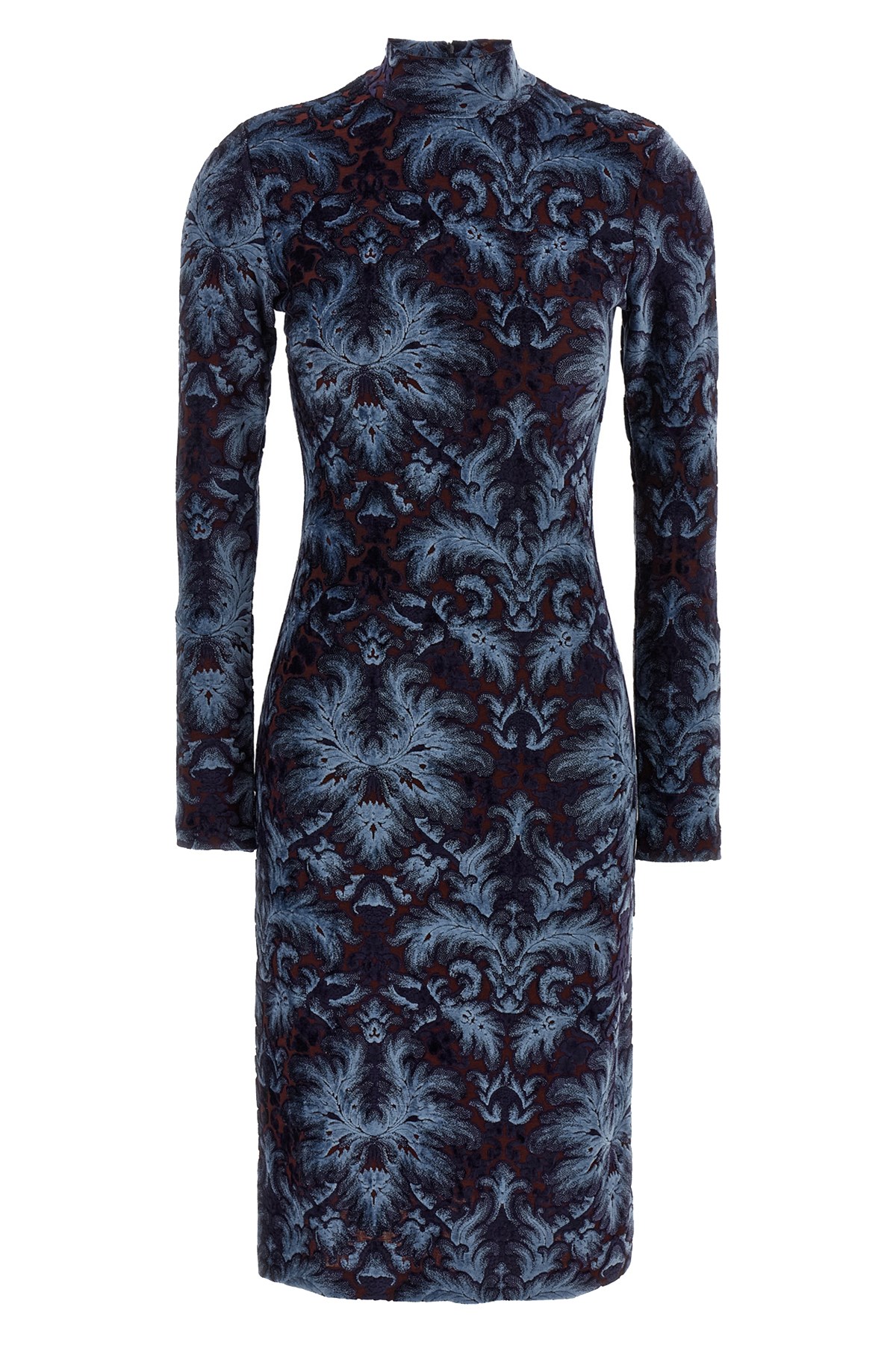 Etro All-over Pattern High-neck Midi Dress In Blue