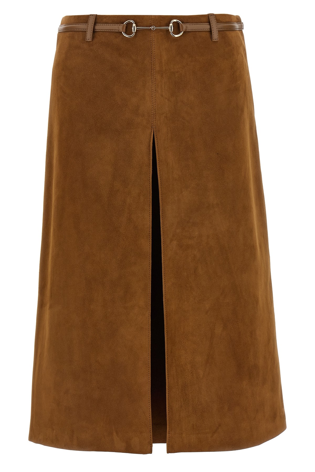 Gucci Suede Skirt Horsebit In Brown