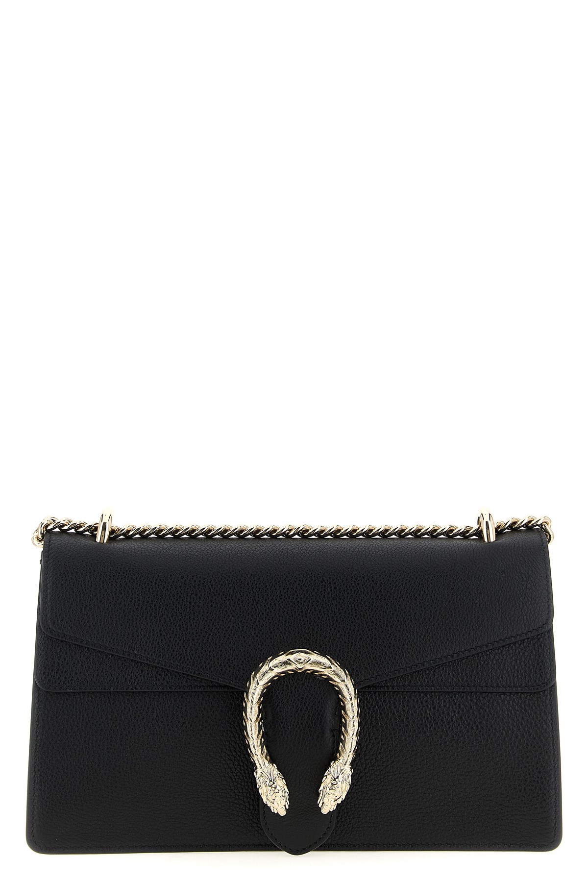 Gucci Horsebit Textured Leather Shoulder Bag In Black