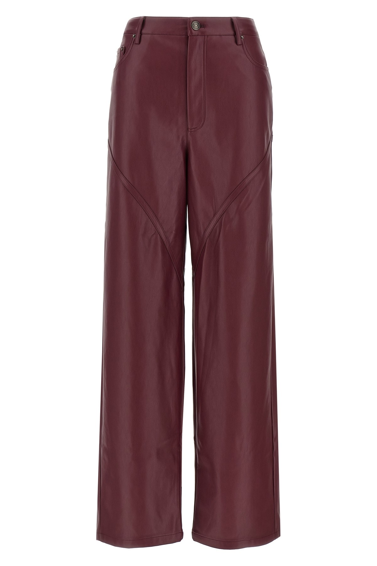 Rotate Birger Christensen 'mid Waisted Piping' Pants In Burgundy