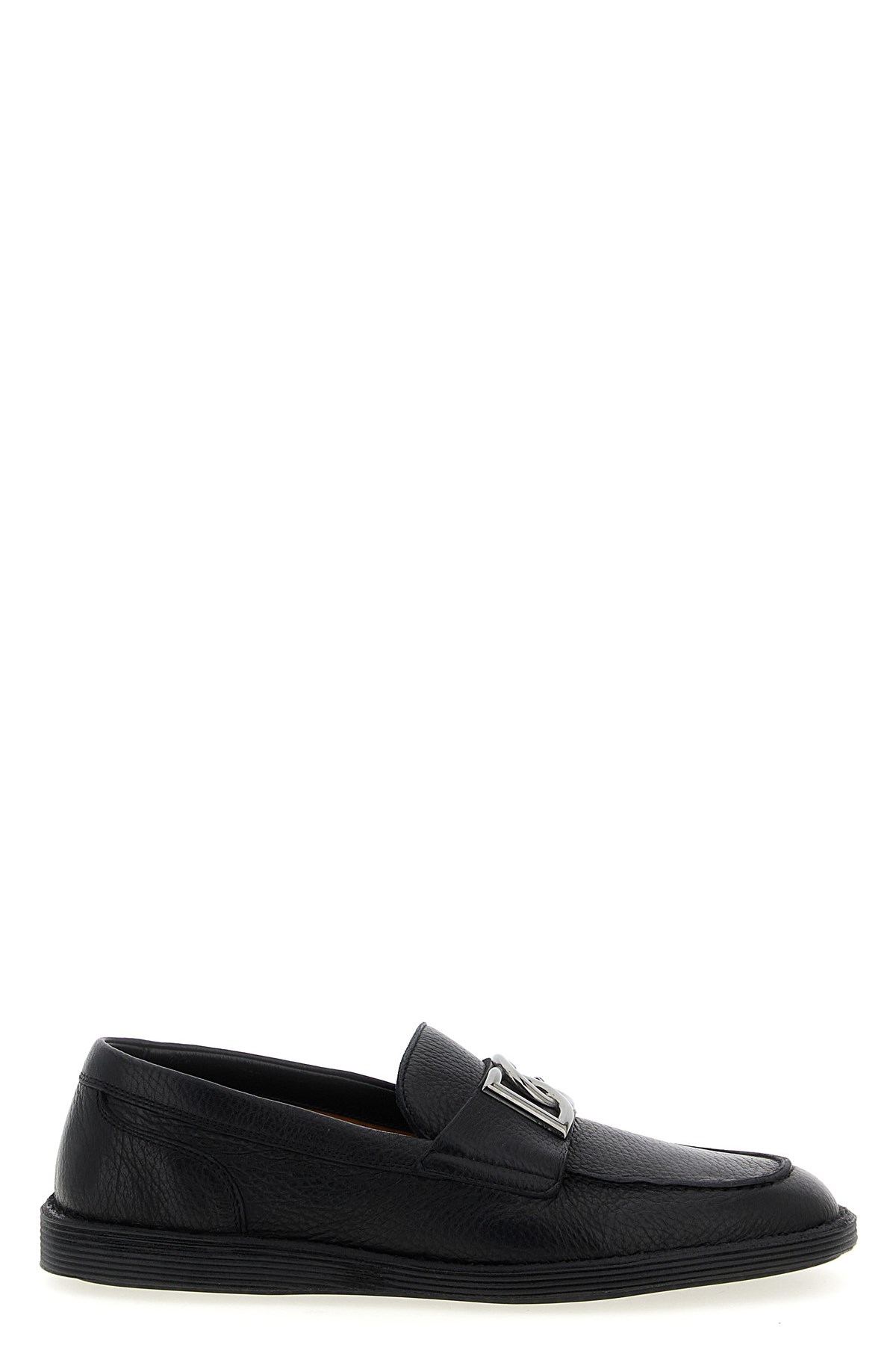 Dolce & Gabbana Men Leather Loafers In Black