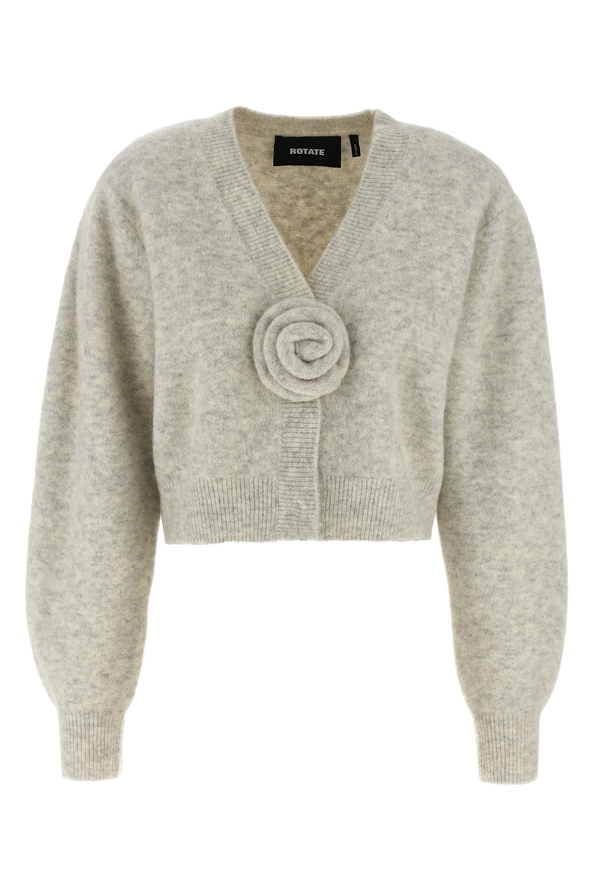 Rotate Birger Christensen 'knit Puffsleeve' Cardigan In Gray
