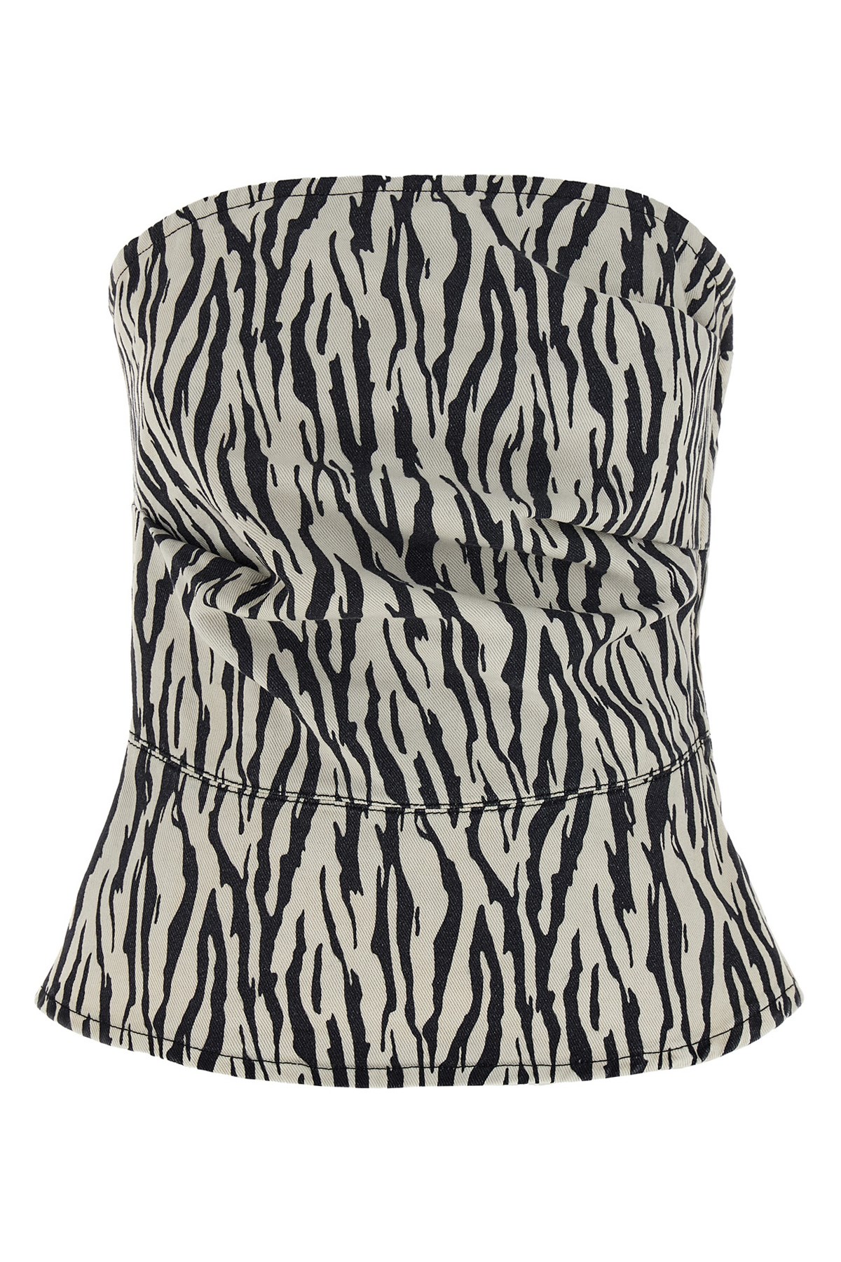 Rotate Birger Christensen 'printed Denim' Top In Multi