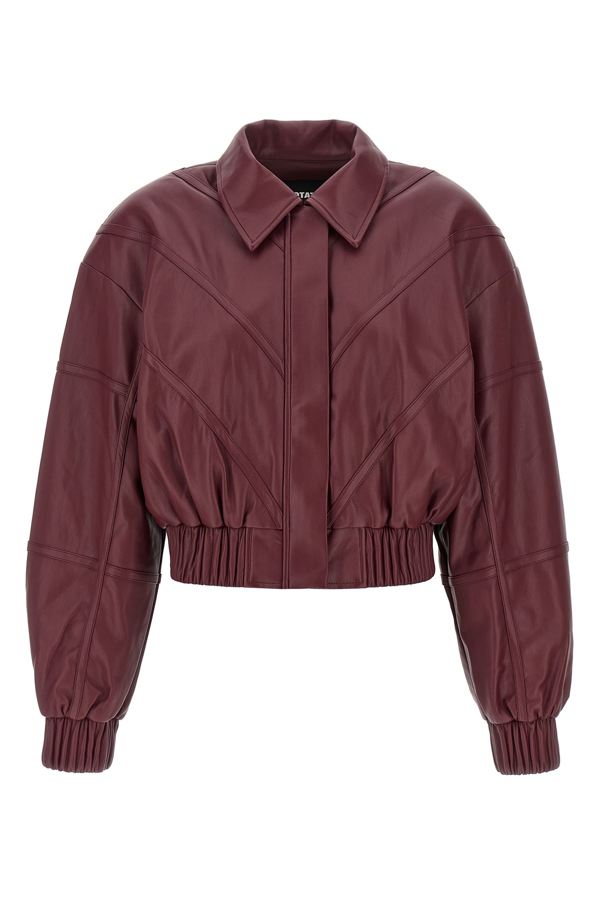 Rotate Birger Christensen Leather Effect Bomber Jacket In Burgundy