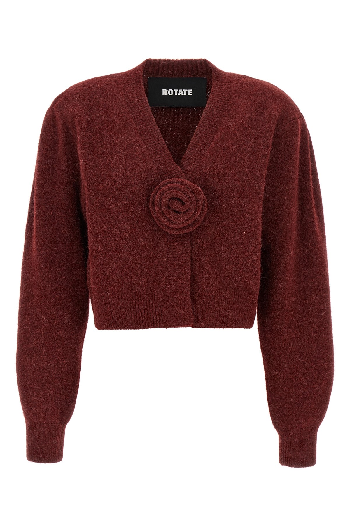 Rotate Birger Christensen 'knit Puffsleeve' Cardigan In Burgundy