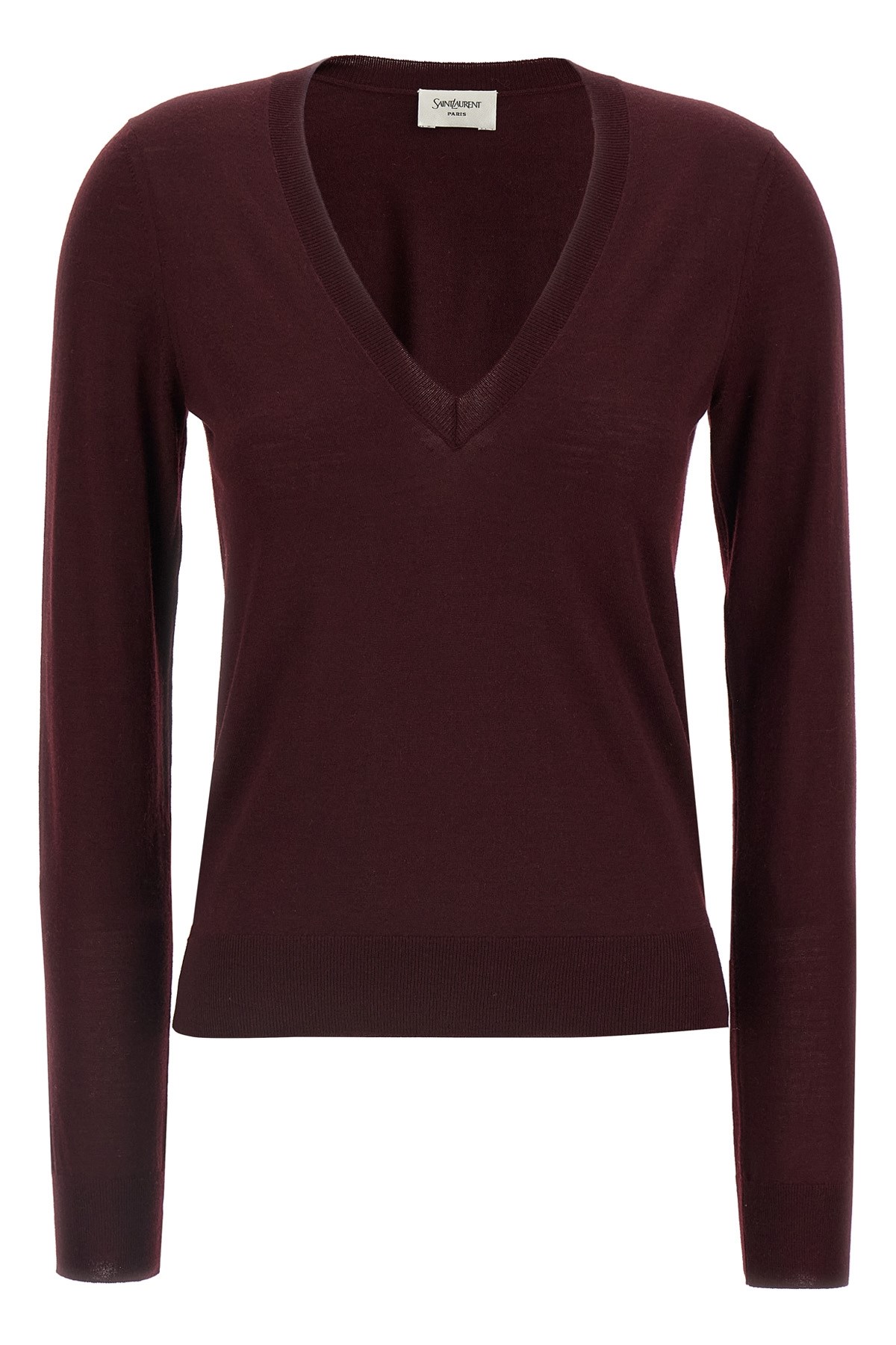 Saint Laurent Wool Sweater In Burgundy