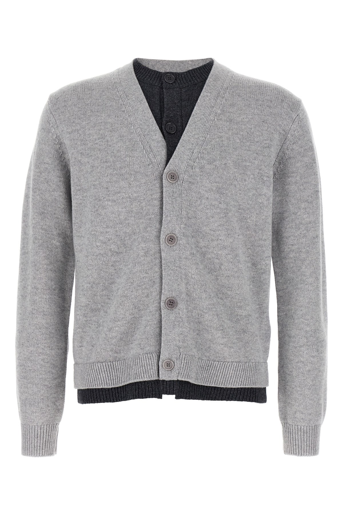 Jw Anderson Contrast Layered Cardigan In Gray
