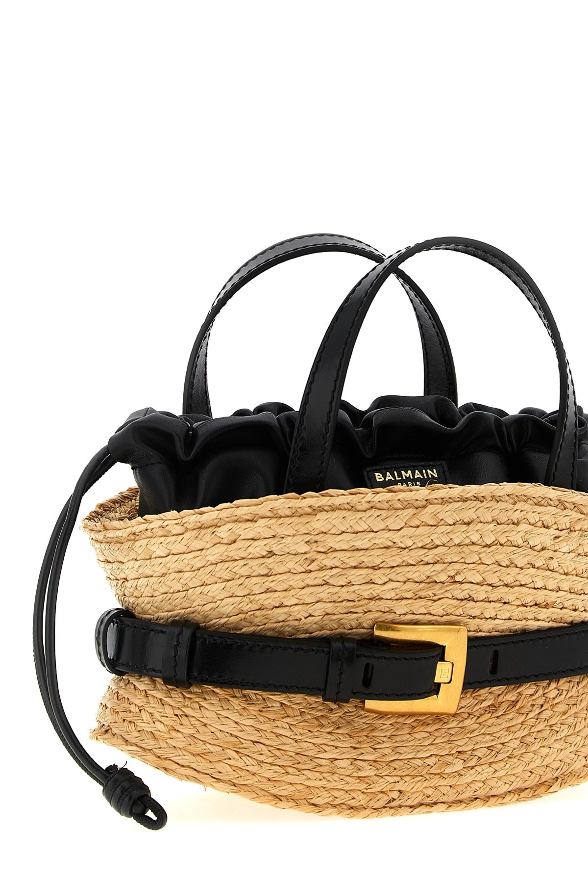 トートバッグ BALMAIN FW25 'Shuffle' mini handbag (FN1DP017TRBO GWN) Shuffle Mini bag in raffia brown brown - Women | BALMAIN