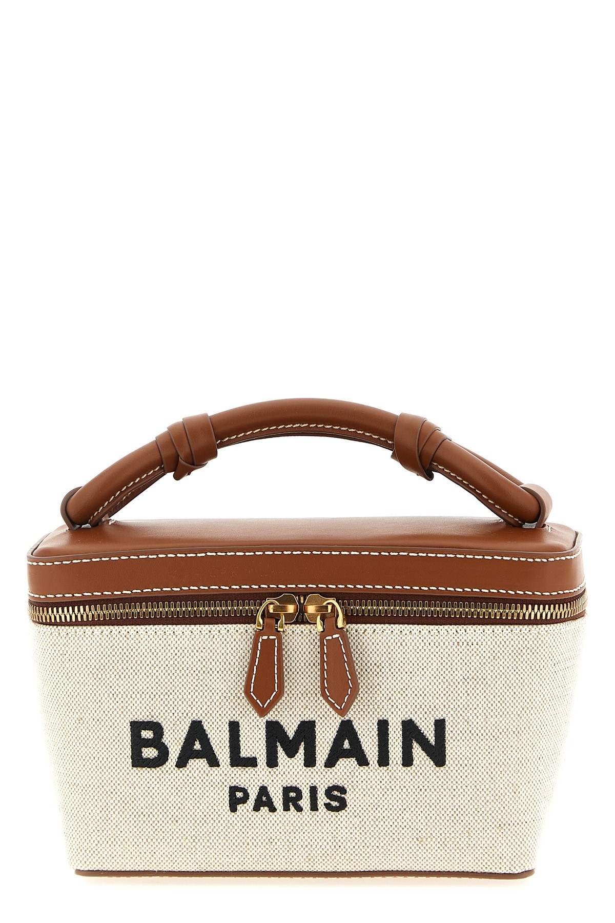 Balmain Beige B-army Canvas Crossbody Bag In Sand