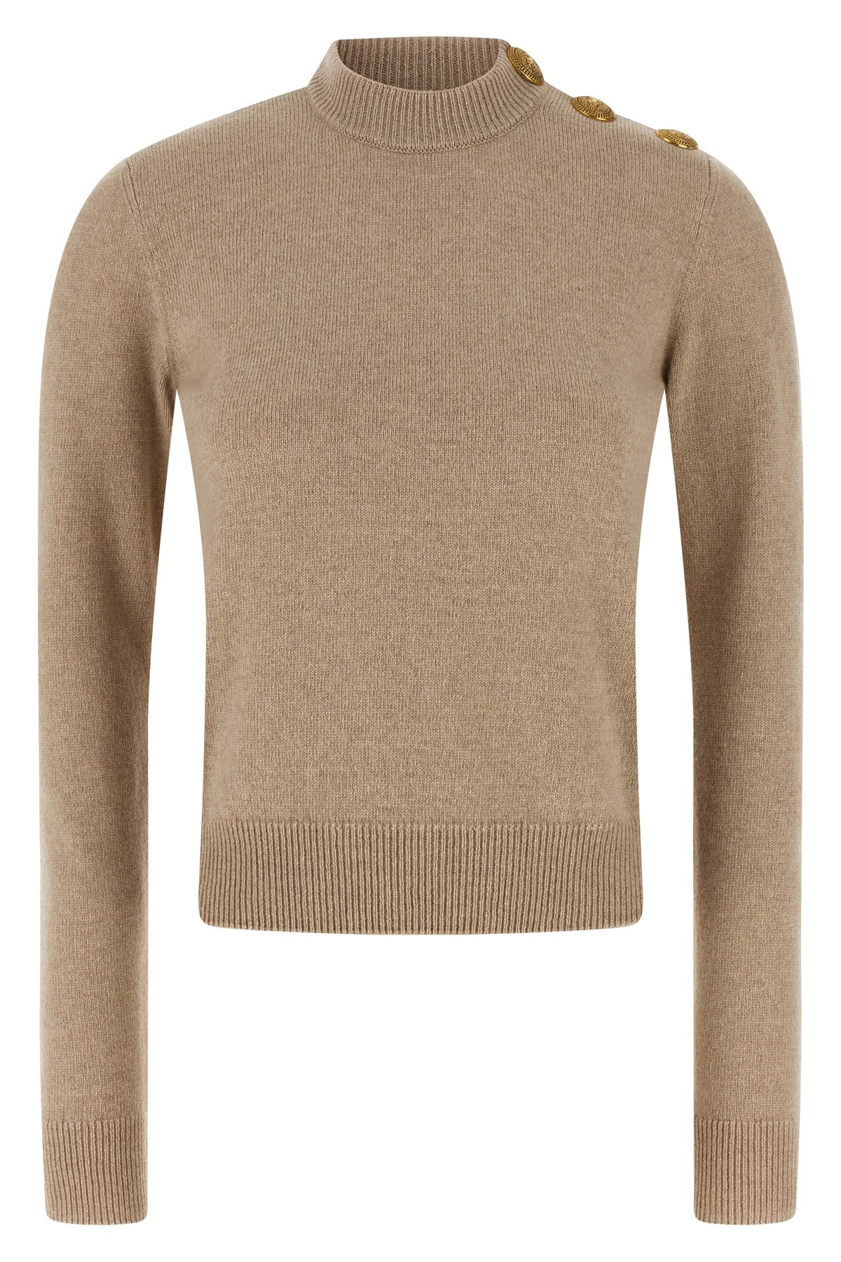 Balmain Eco-cashmere Button Sweater Sweaters And Cardigans Beige In Sand