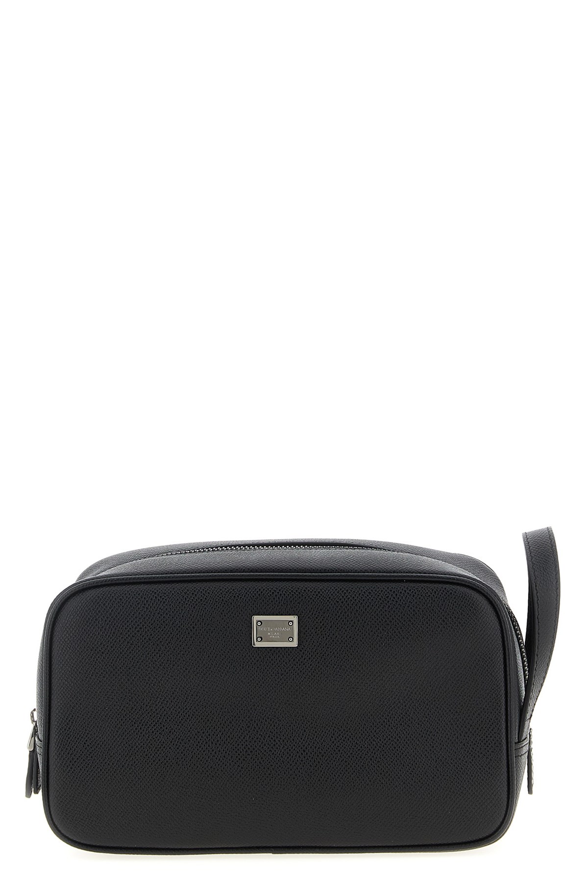 Dolce & Gabbana Structured Calf Leather Beauty Case In Black