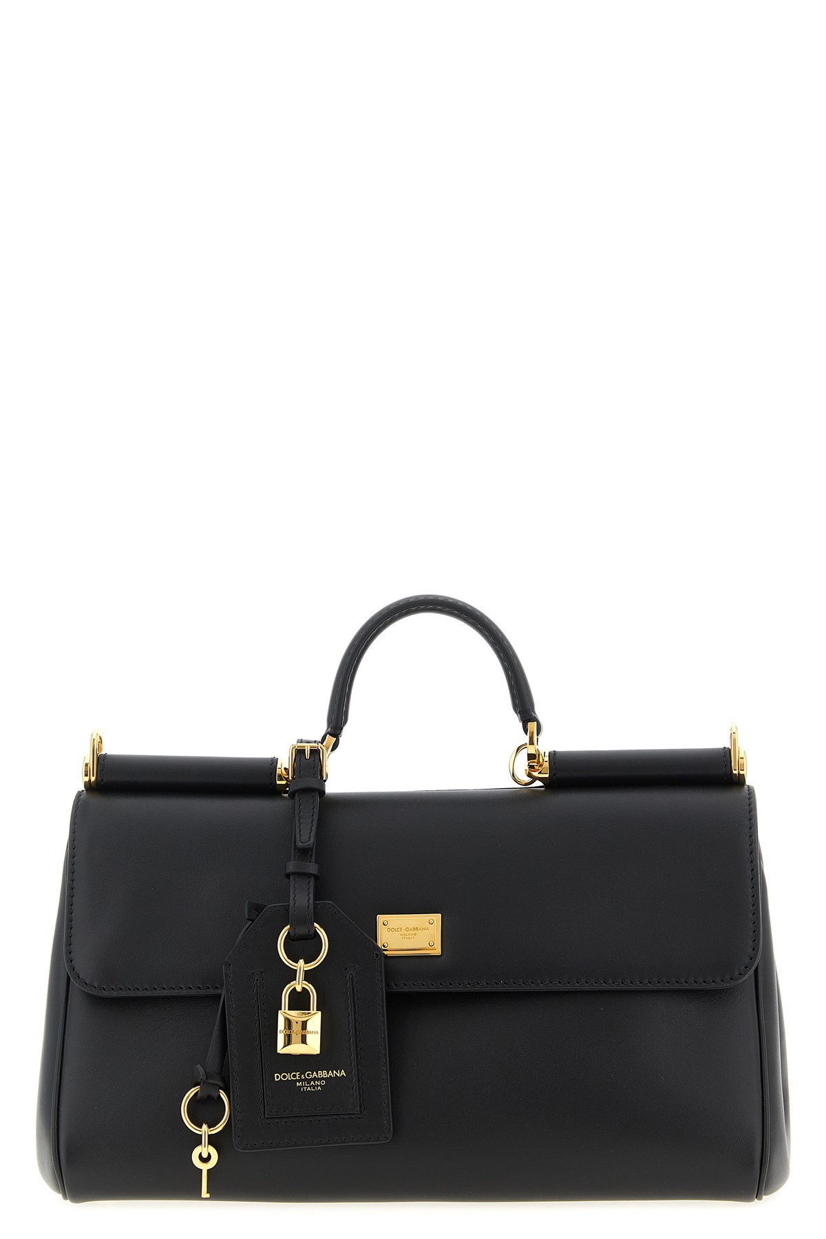 Dolce & Gabbana Black Handbag With Padlock Detail And Adjustable And Removable Shoulder Strap In Black