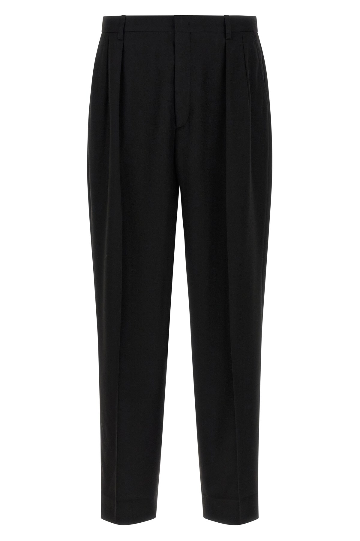 Cellar Door 'lucio' Pleated Front Trousers With Belt Loops In Black