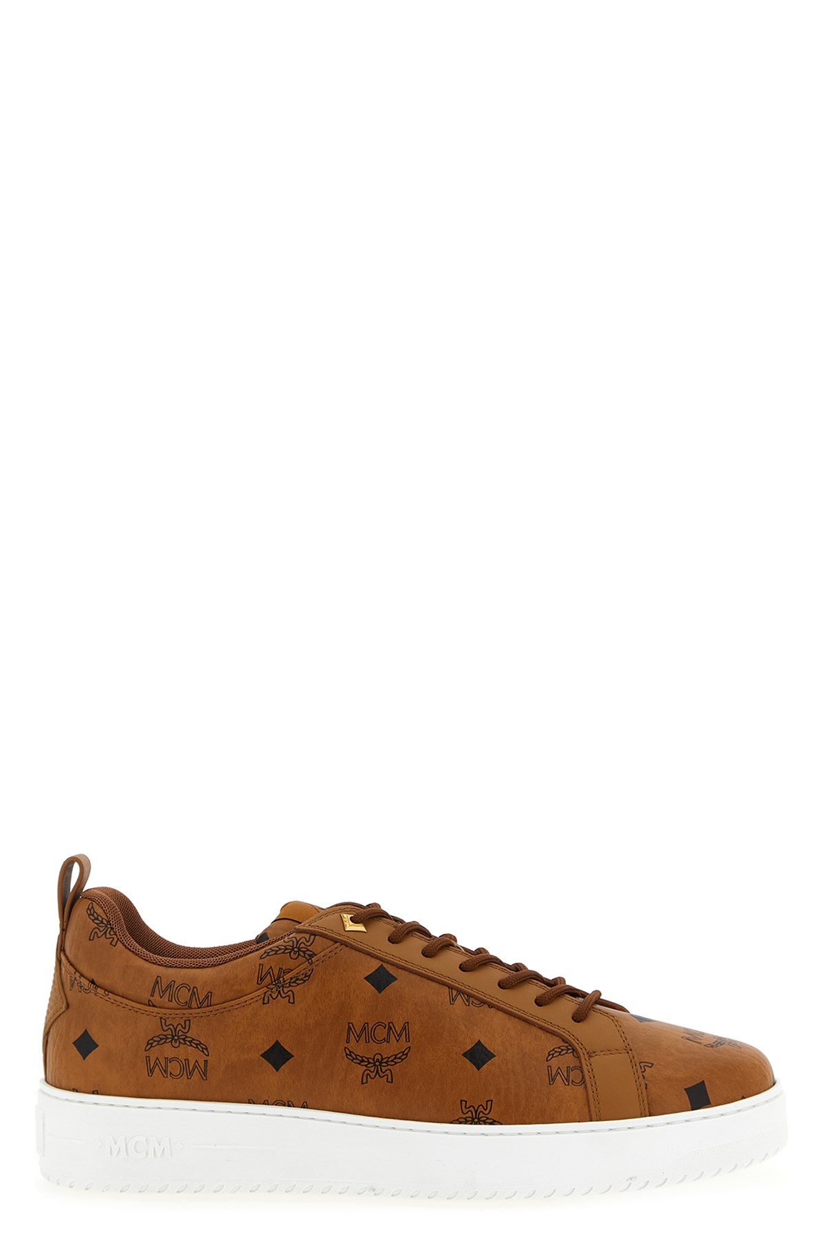 Mcm Multicolor Canvas And Leather Sneakers In Brown