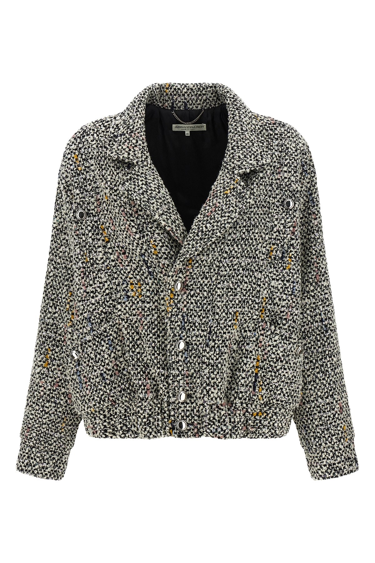 Alessandra Rich Multicolor Tweed Blazer In White