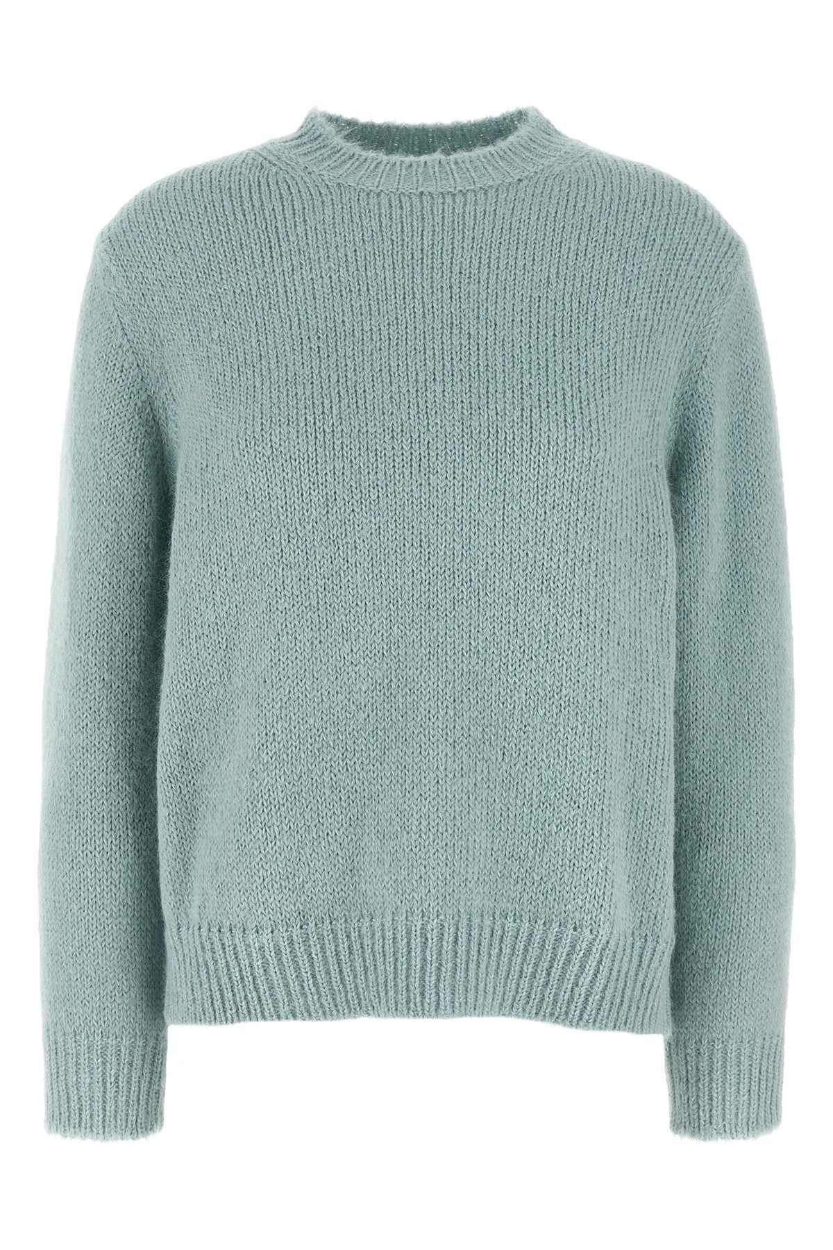 Jil Sander Ribbed Crewneck Knit Sweater With Soft Texture In Blue