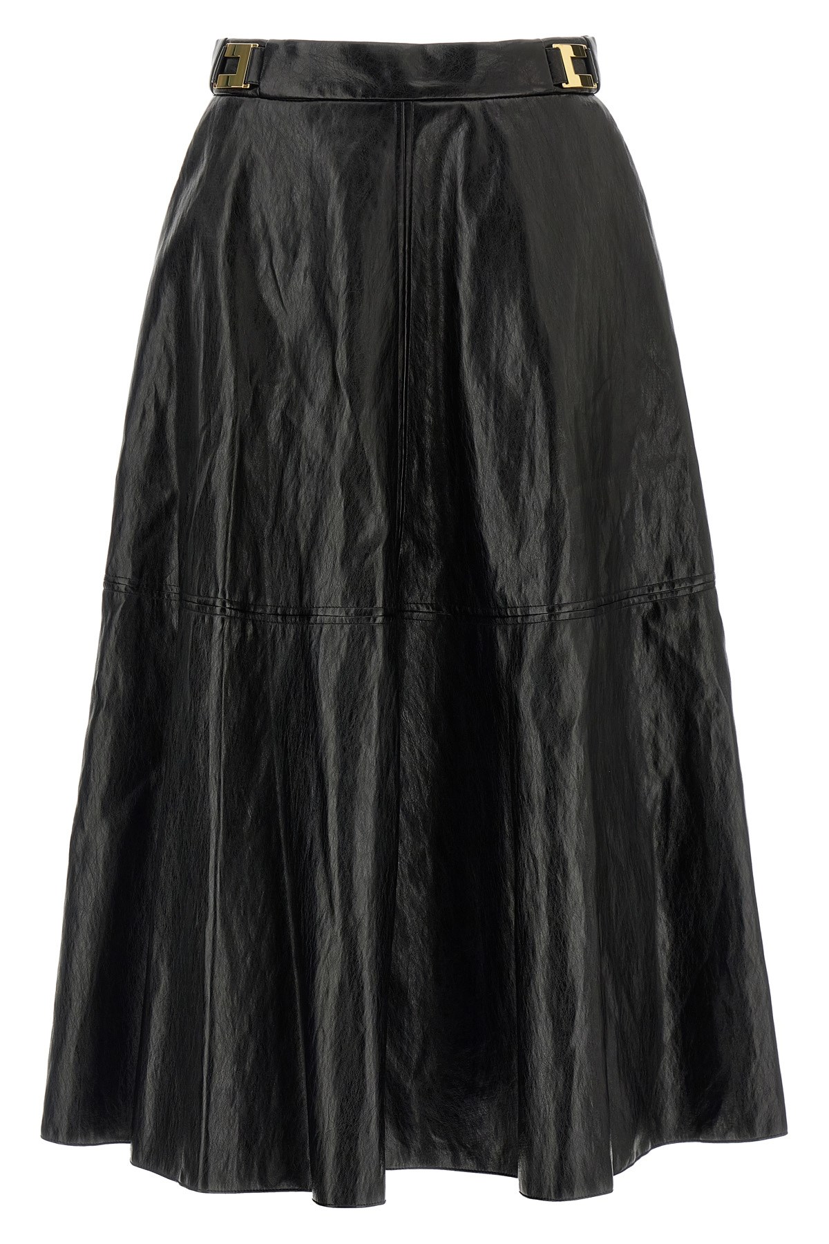 Elisabetta Franchi Flared Midi Skirt With High Waist In Black