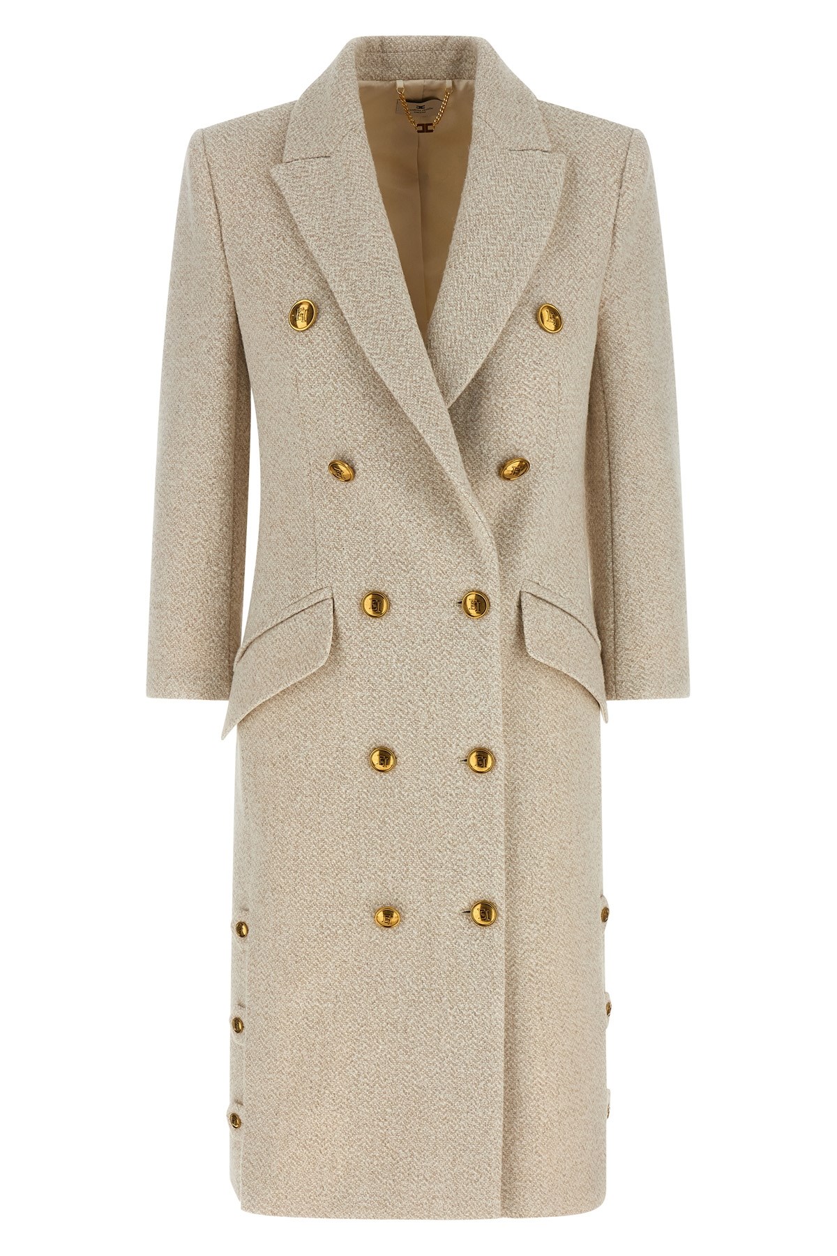 Elisabetta Franchi Double-breasted Coat Coats And Trench Coats White In White