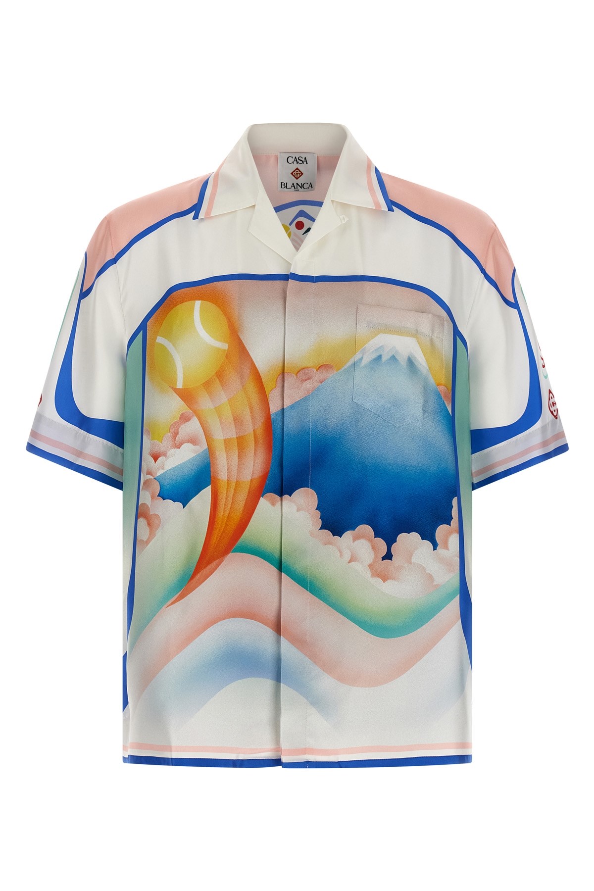 Casablanca Mens Fuji Dream Cuban Collar Printed Silk Shirt In White