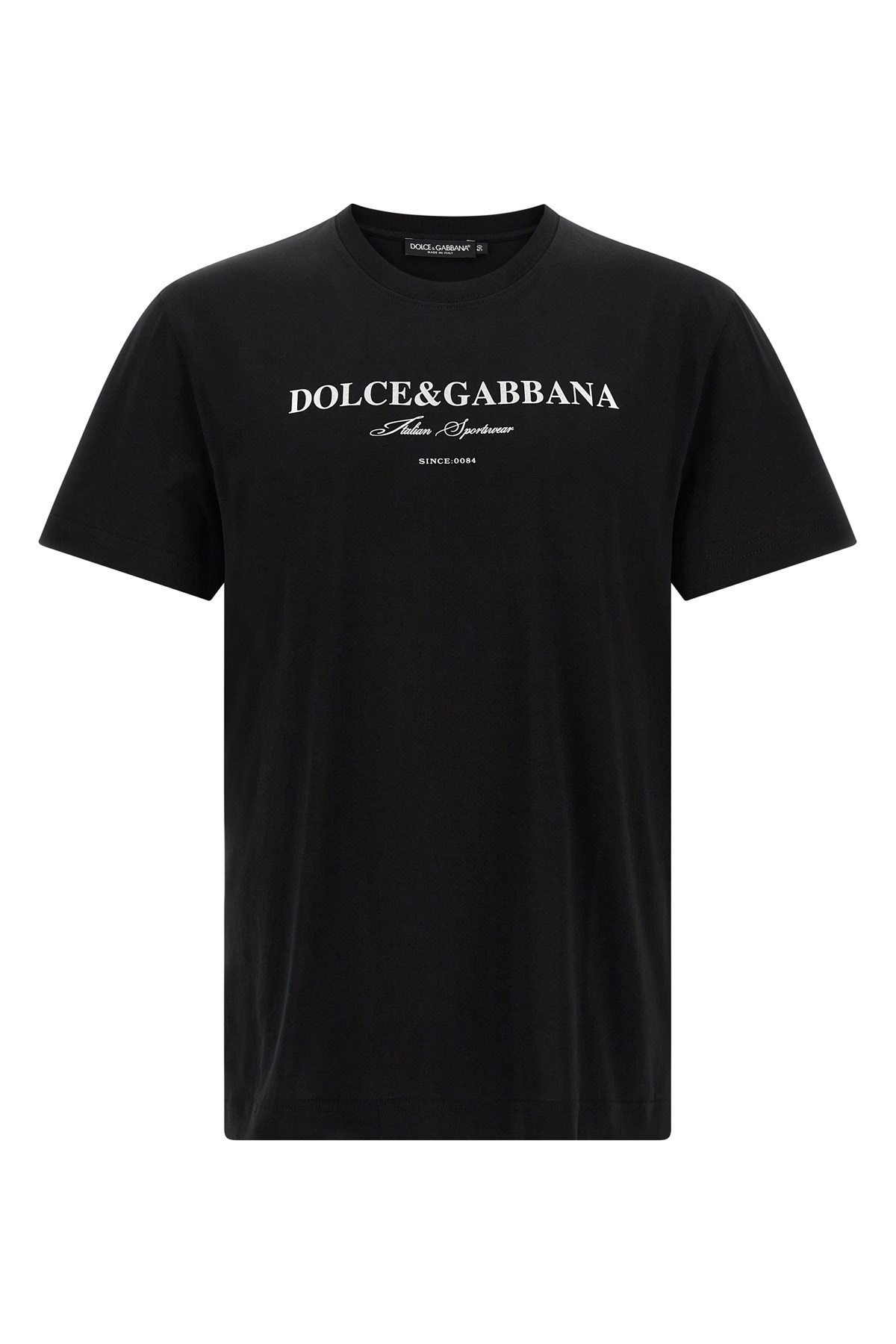 Dolce & Gabbana Graphic Crew Neck T-shirt With Short Sleeves In Black