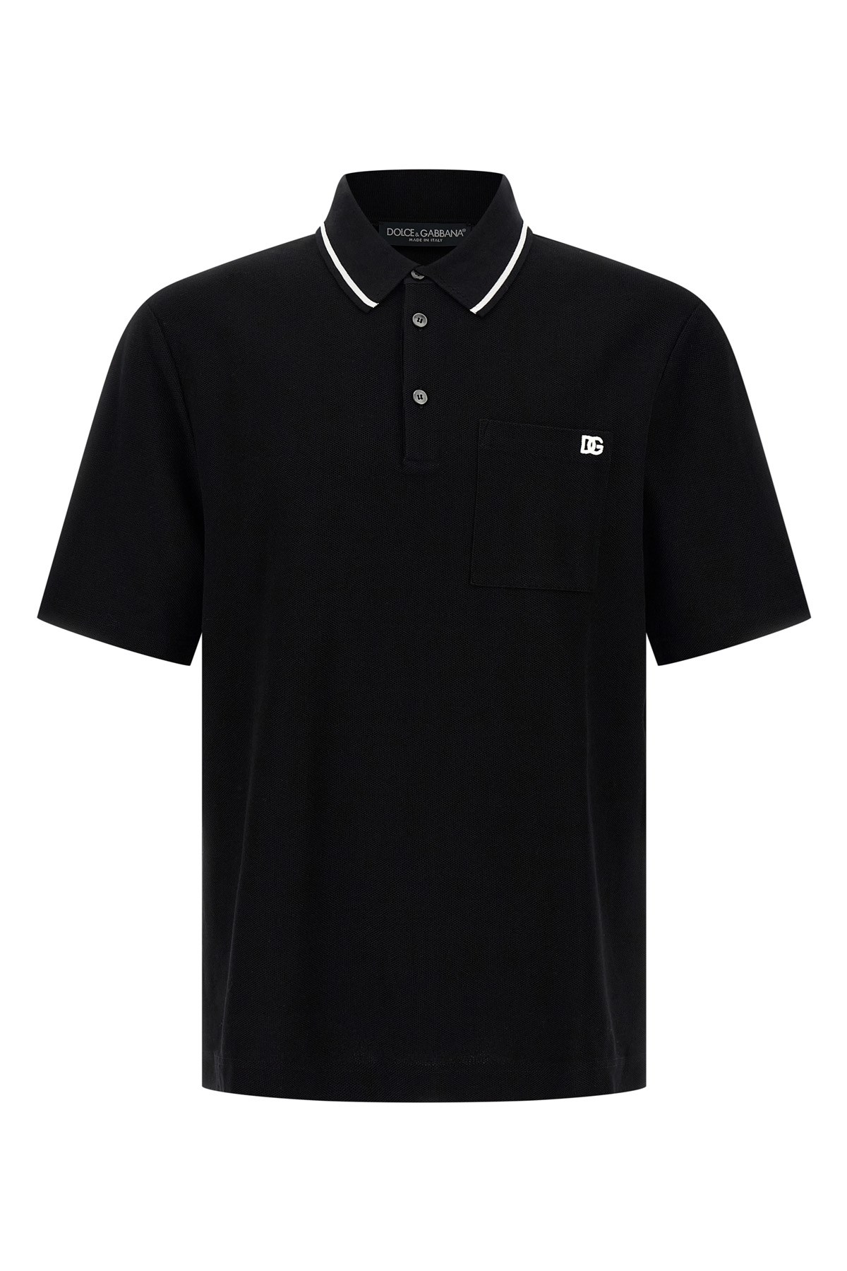 Dolce & Gabbana Polo Shirt In Piqué De Coton In Black