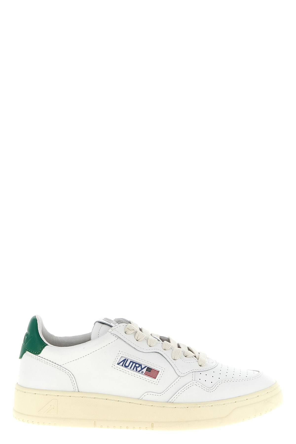 Autry Low-top Leather Sneakers With Perforated Upper And Contrasting Sole In White