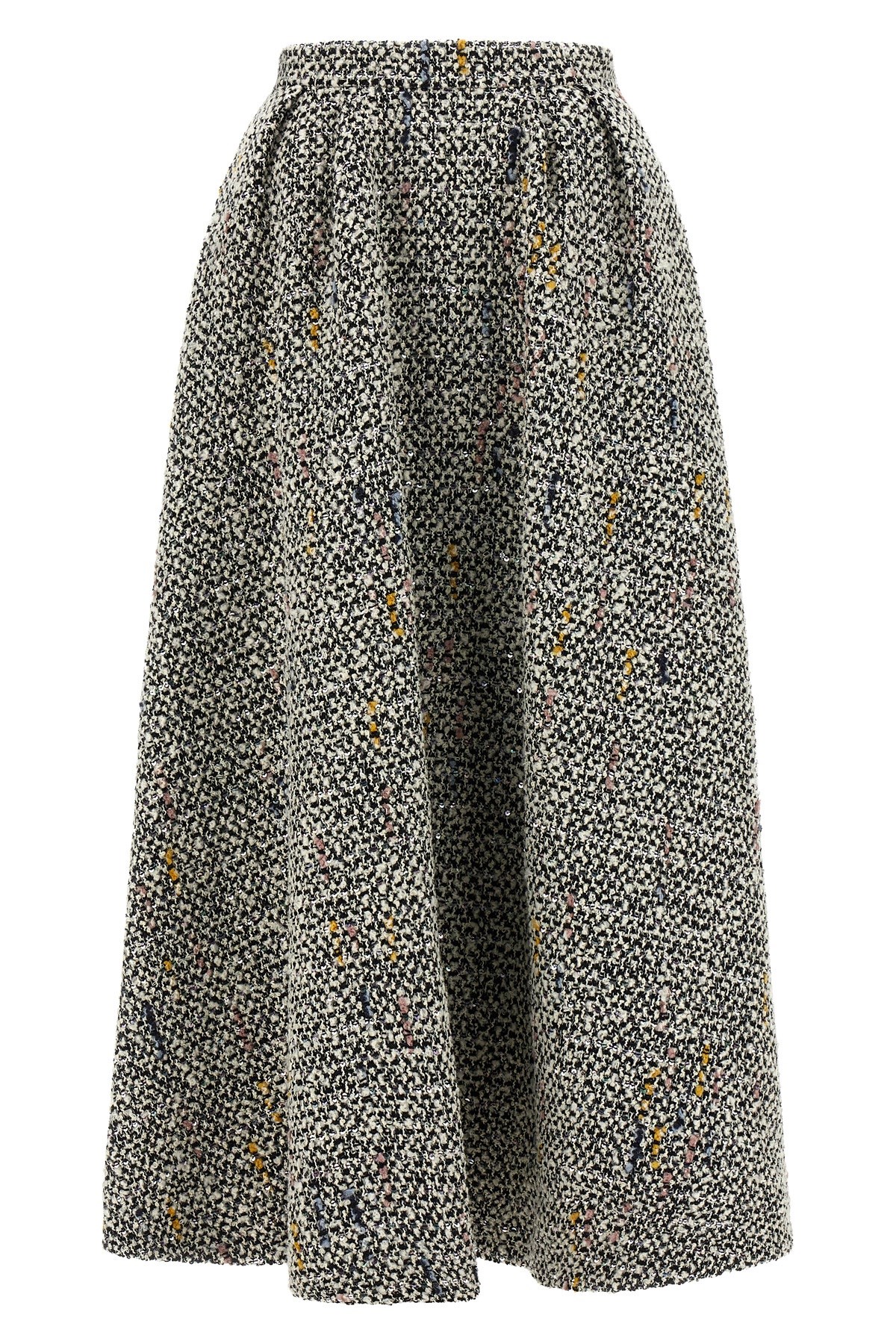 Alessandra Rich High-waisted Pleated Tweed Midi Skirt In White