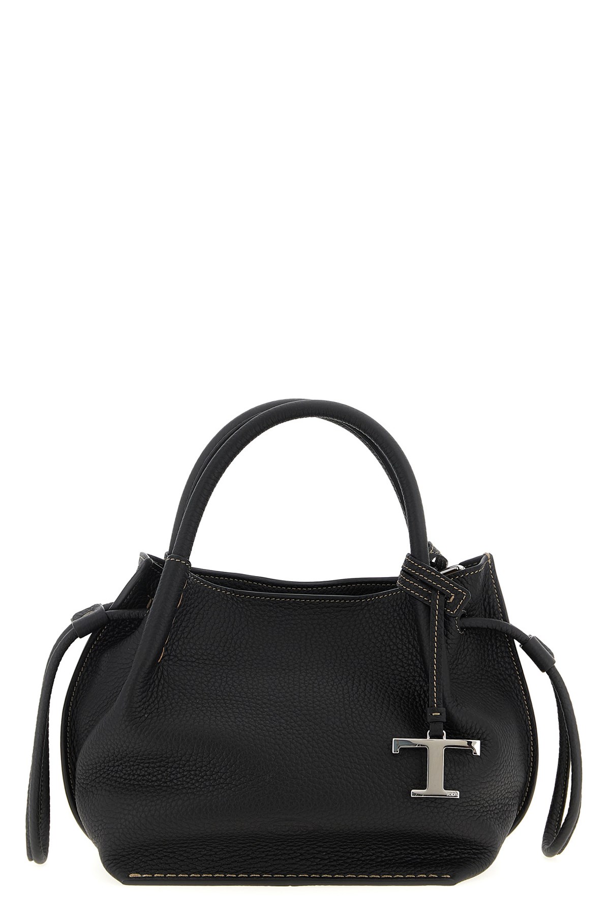 Tod's Black Handbag With Drawstring Closure And Adjustable Shoulder Strap In Black