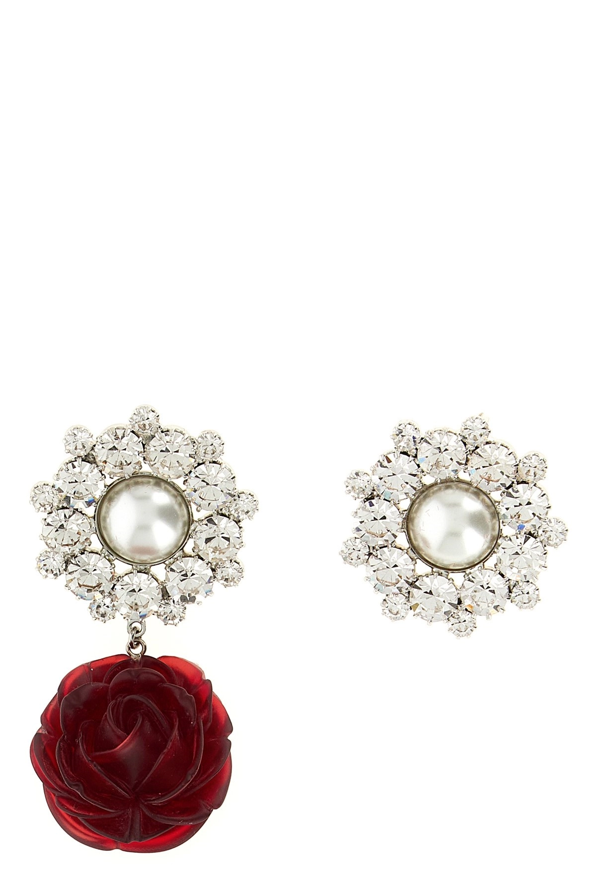 ピアス MAGDA BUTRYM FW25 '10' earrings (710725 RED) Pearl and crystal cluster earrings with red rose drop