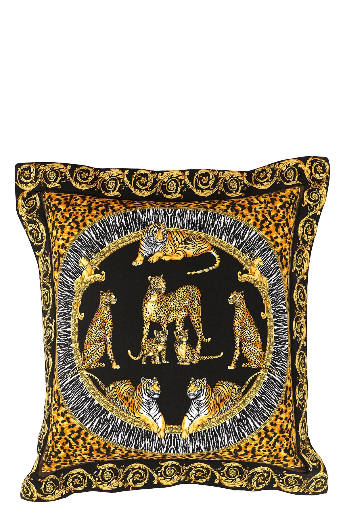Versace Home 'wild Cats' Double Face Cushion In Multi