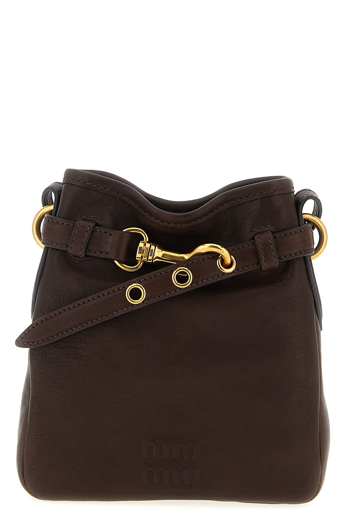 Miu Miu Chocolate Nappa Leather Crossbody Bag In Brown