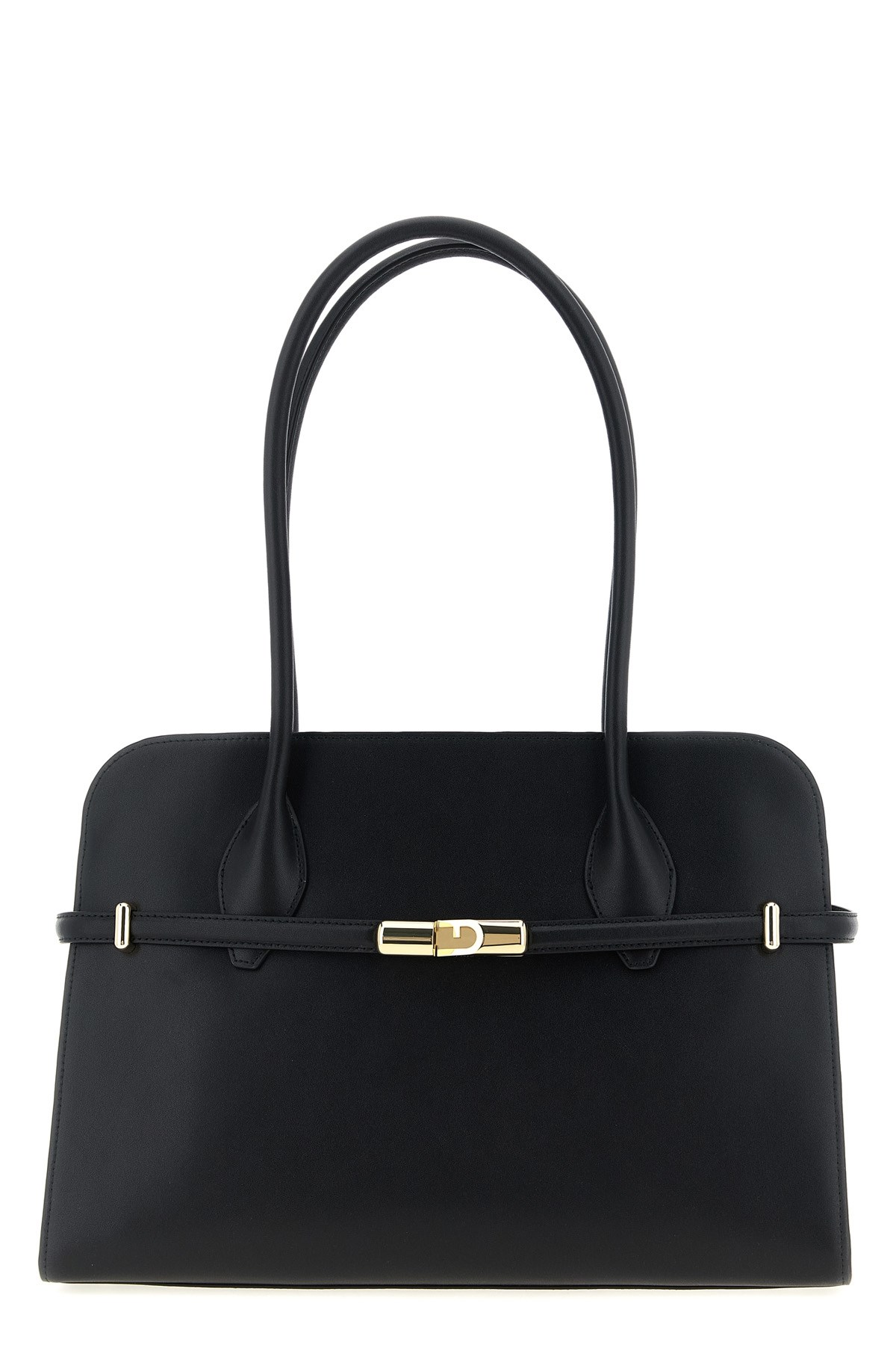 Furla Top Handle Shoulder Bag With Metal Hardware In Black
