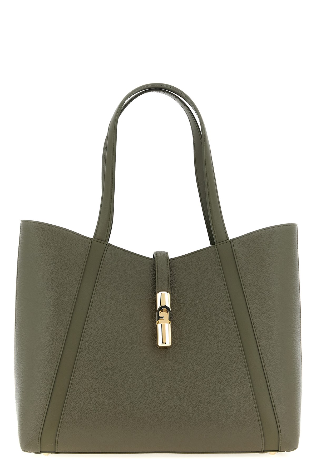 Furla Large Goccia L Leather Tote Bag In Green