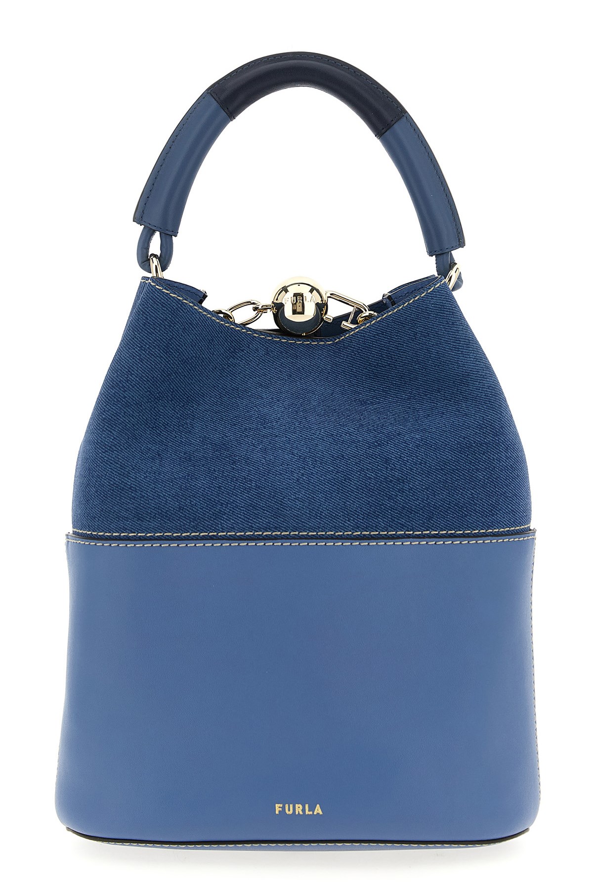 Furla Sphere S Detachable Strap Bucket Bag In Blue