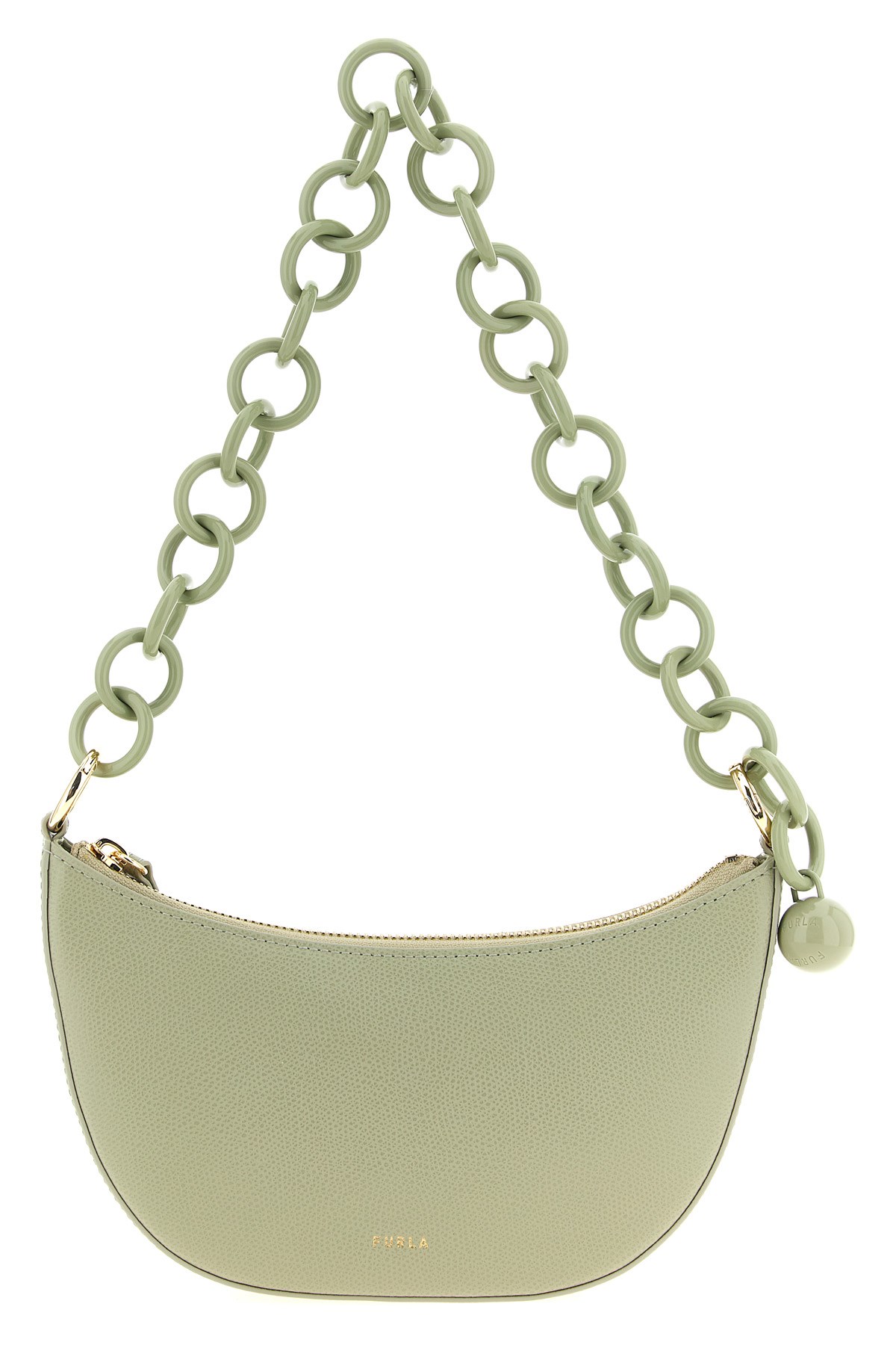 Furla Mini Half-moon Leather Shoulder Bag In Green