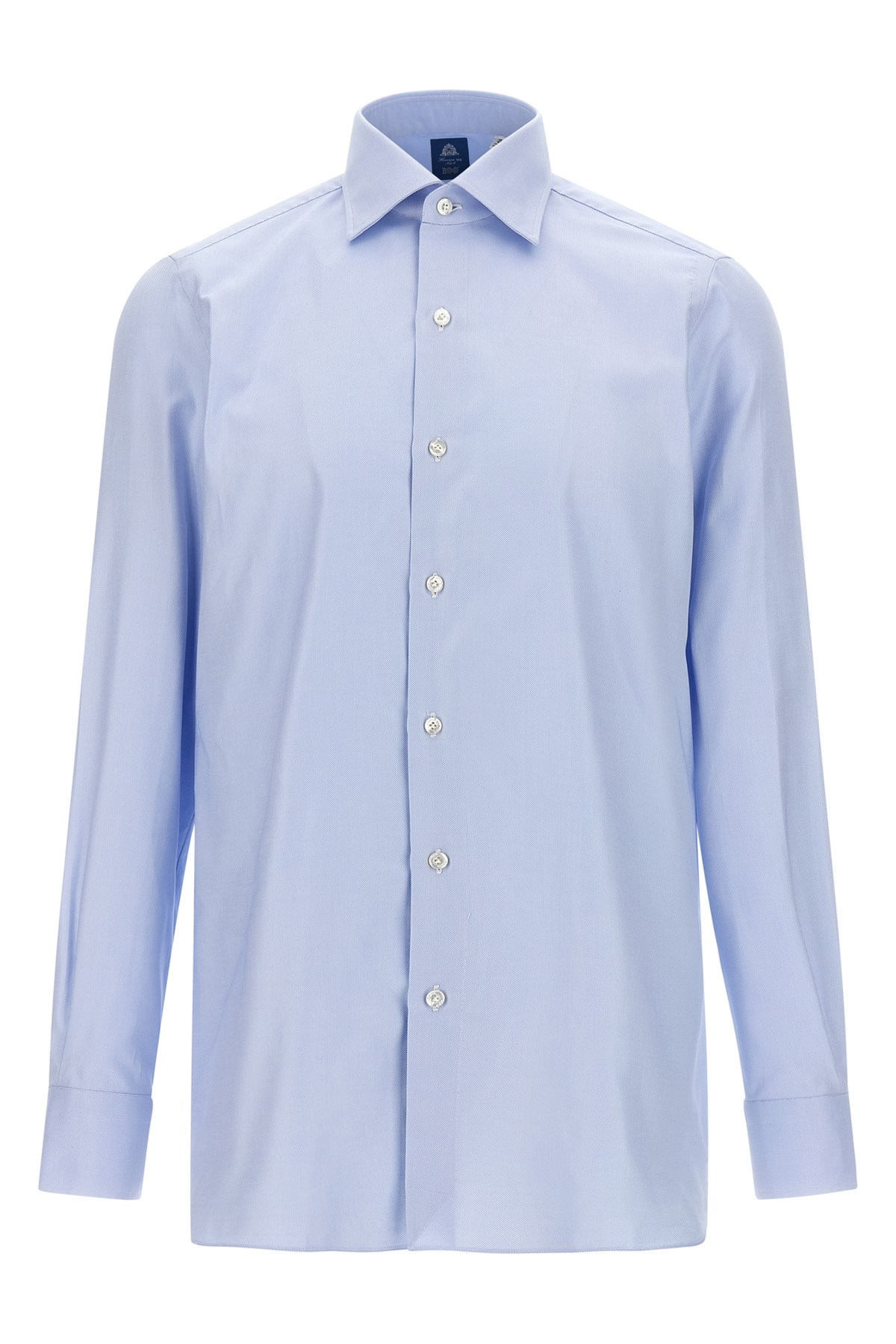 Finamore 1925 Classic Shirt In Light Blue Cotton Classic Collar In Multi