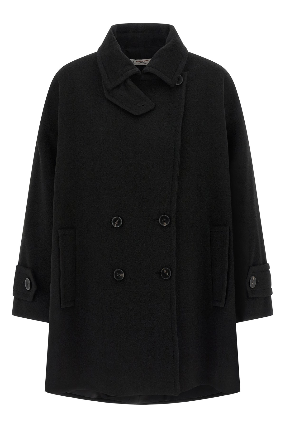 Alberto Biani Double-breasted Wool Coat In Black