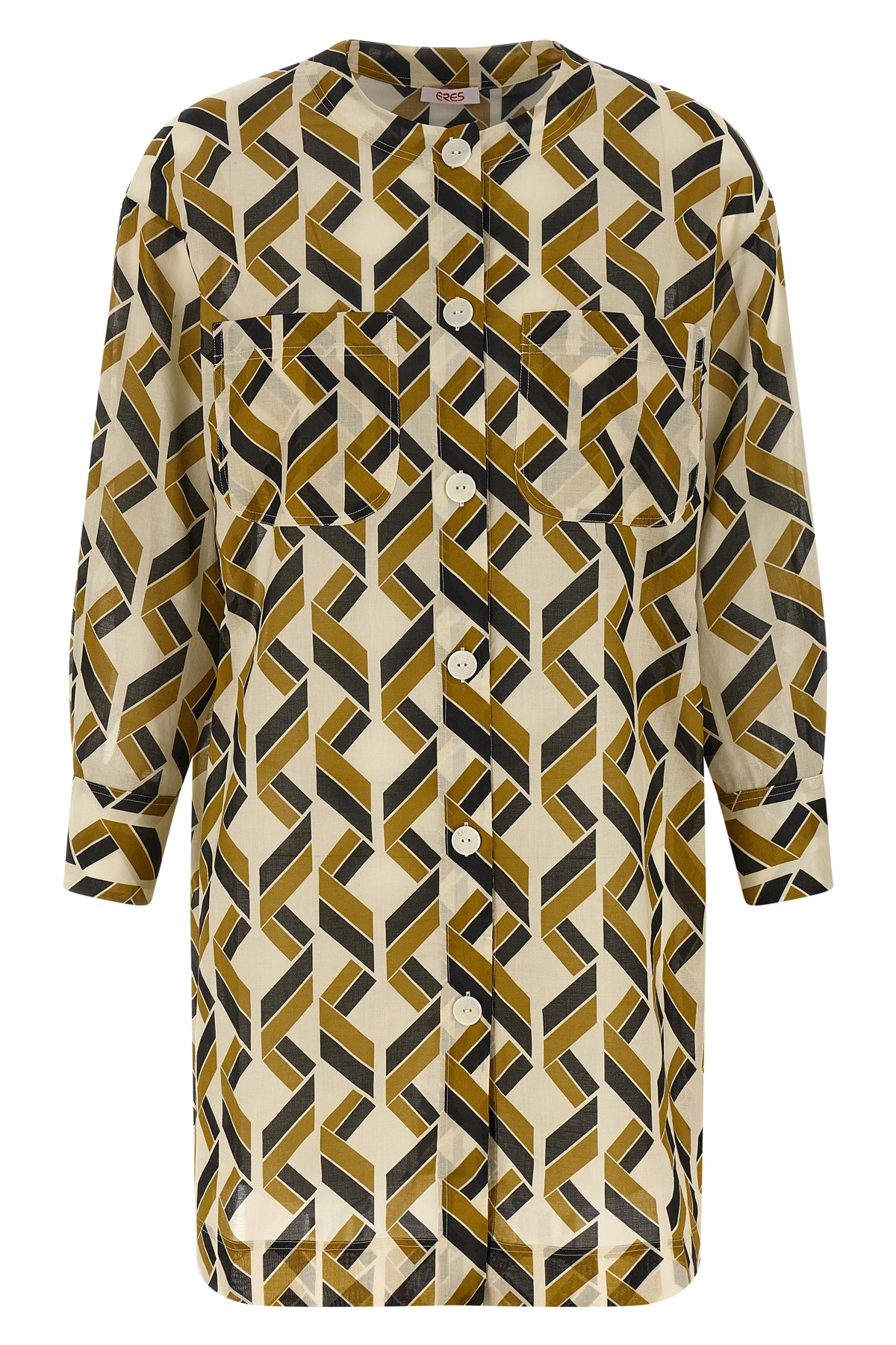 Eres Longline Dress Geometric Cuffed Sleeves In Multi