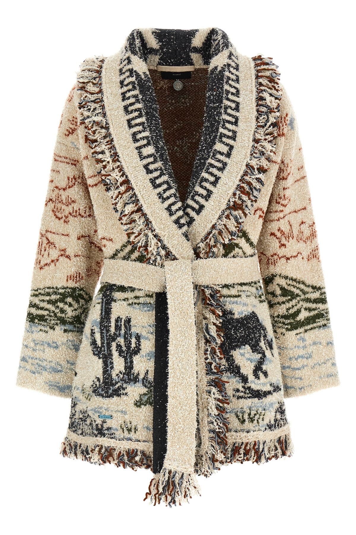 Alanui Sunset Riders Cardigan Knitwear Beige In Multi