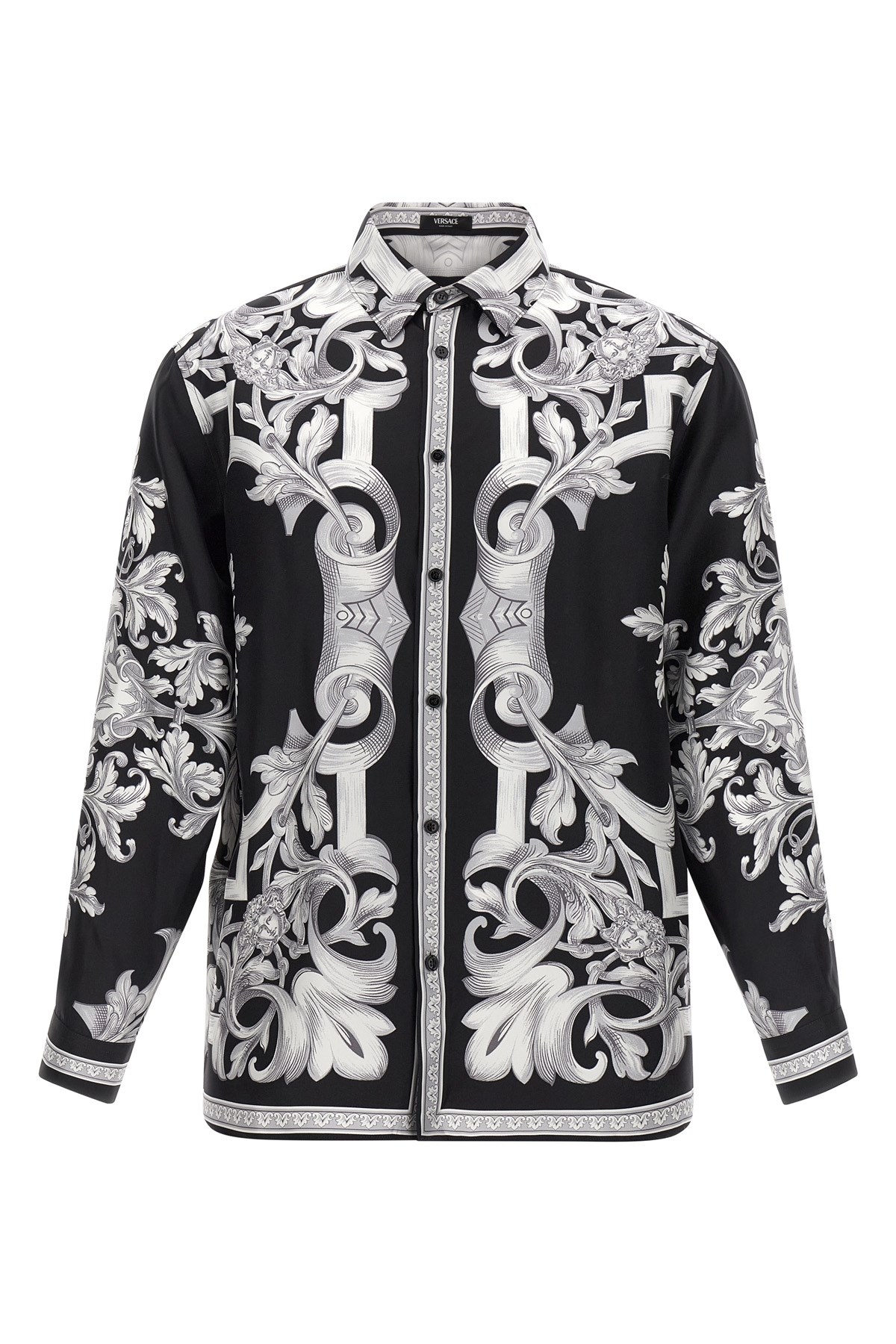 Versace Reversible Black Jacket With Baroque Print In Multi