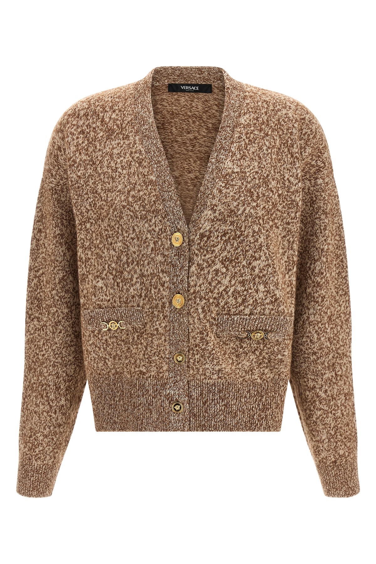 Versace 'medusa '95' Button Cardigan In Sand