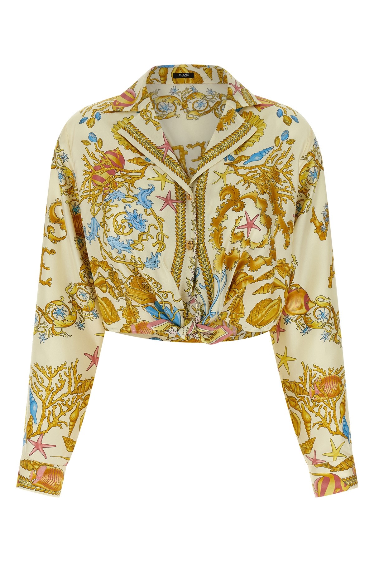 Versace 'underwater Barocco' Shirt In Gold