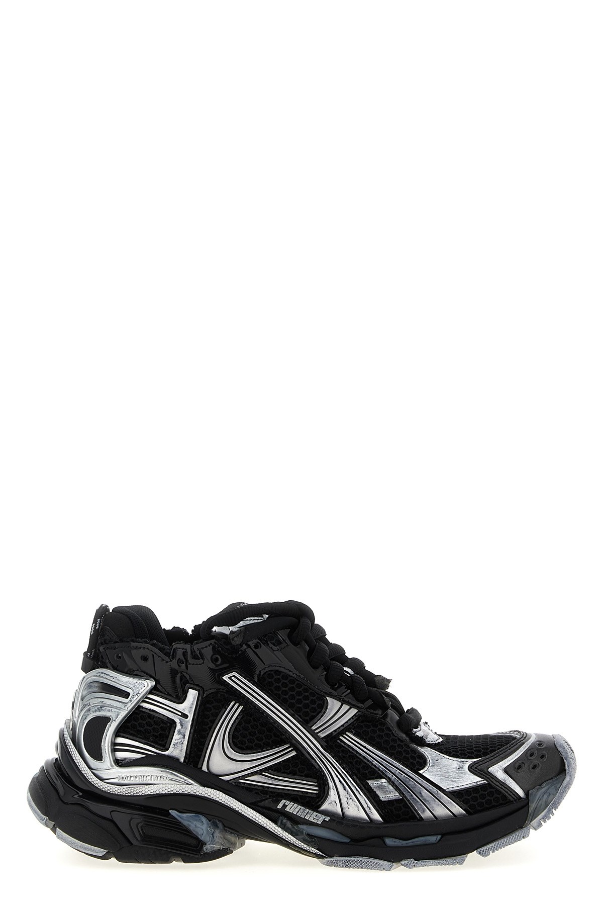 Balenciaga Mesh Runner Sneakers Embossed Size In Black