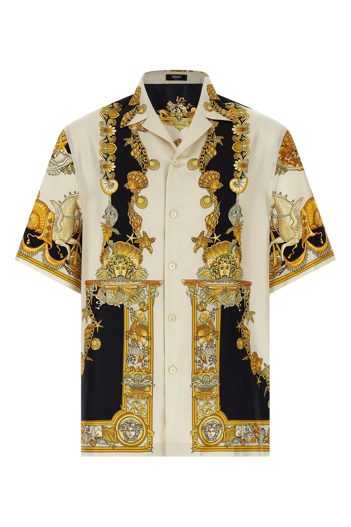 Tシャツ・カットソー Moschino FW25 Silk shirt (J02385251 1293) Moschino chain-link Print Silk Shirt | Black | FARFETCH