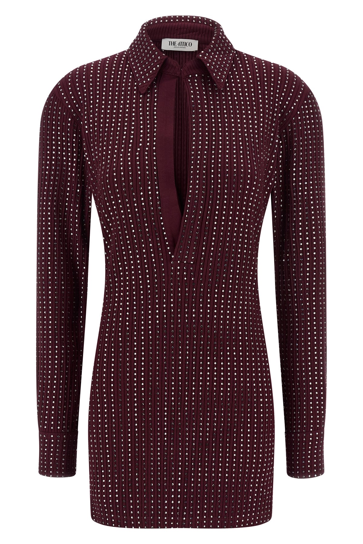 Attico Rhinestone Dress Dresses Bordeaux In Burgundy