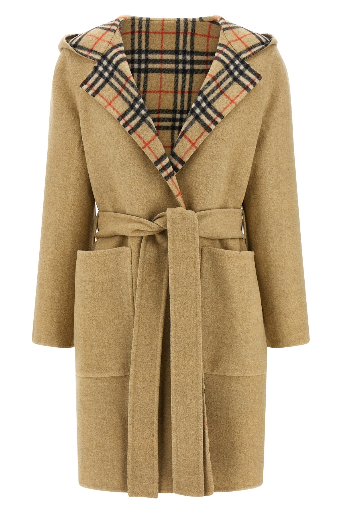 Burberry Beige Wool Reversible Coat In Sand