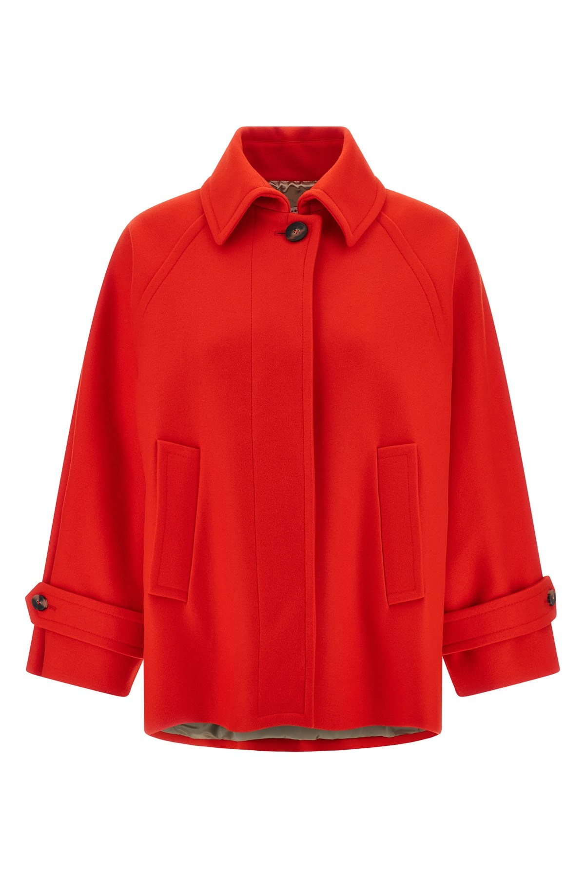 Alberto Biani Collared Neck Coat With Buttoned Cuffs And Front Pockets In Red