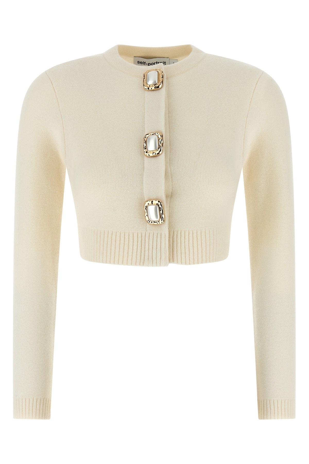 Self-portrait Cream Wool Cardigan In Neutral