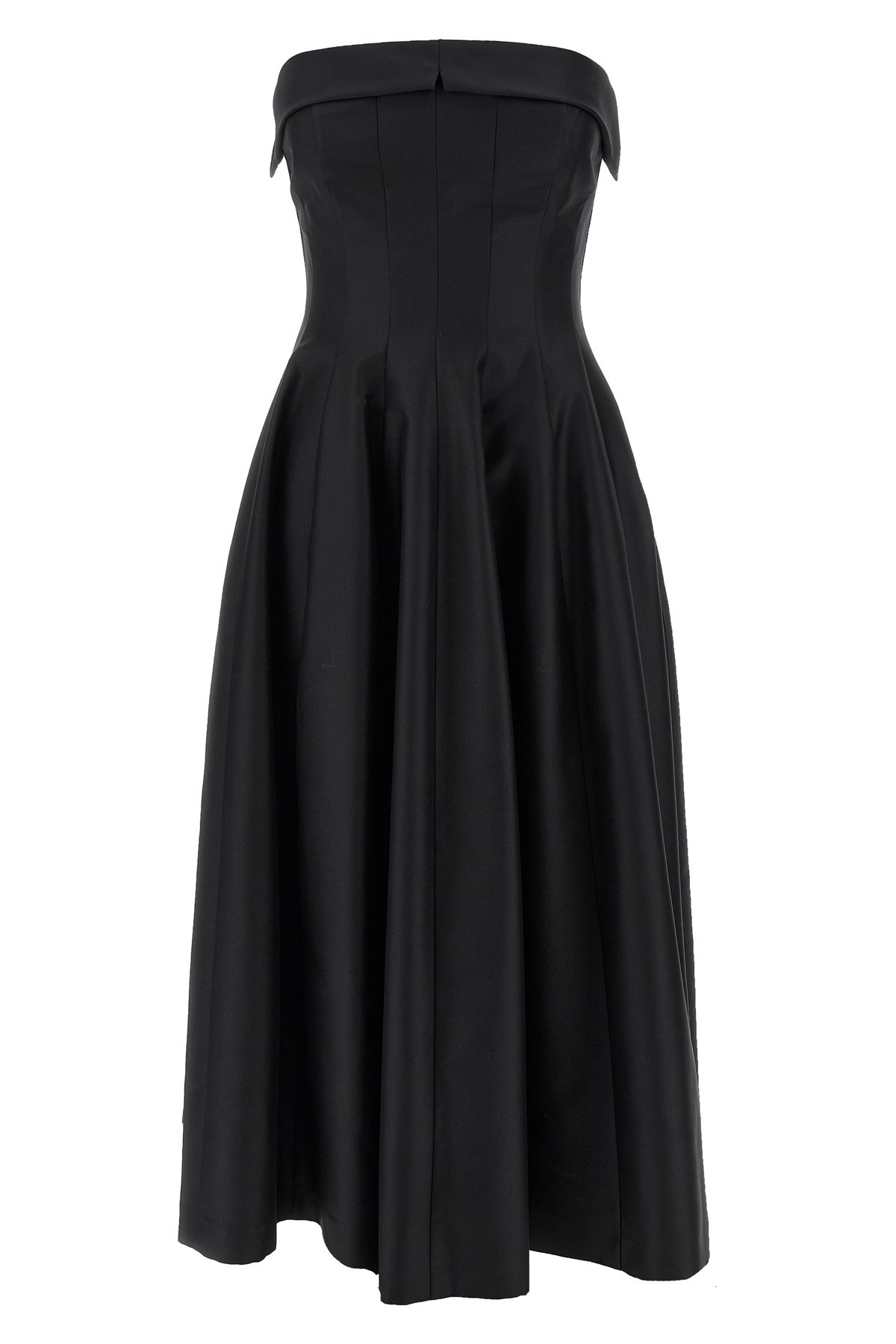 Alberta Ferretti Shoulder-baring Dress With Fitted Bodice And Flared Skirt In Black